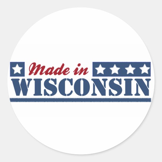 Made in Wisconsin Ronde Sticker (Voorkant)