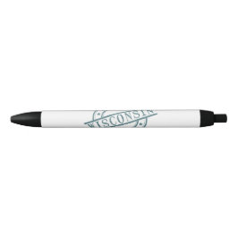 Made in Wisconsin Stamp Style Logo Symbol Green Zwarte Inkt Pen