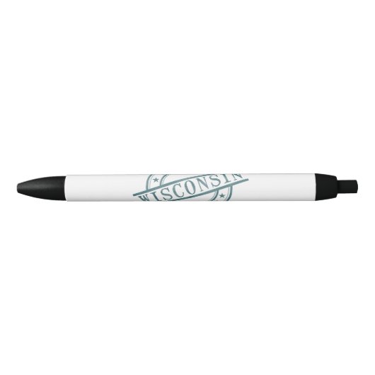 Made in Wisconsin Stamp Style Logo Symbol Green Zwarte Inkt Pen (Voorkant)
