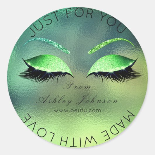 Made Love Glitter Lashes Beauty Tropical Makeup Ronde Sticker (Voorkant)