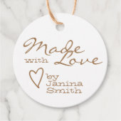 Made Love Heart Symbol Kraft Paper Logo Sjabloon Bedankjes Labels (Voorkant)