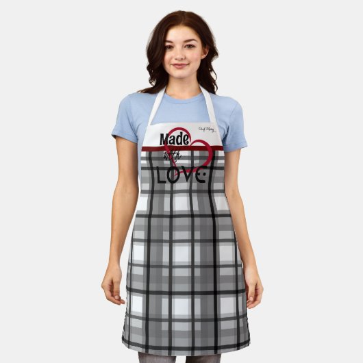 Made met Liefde Aangepast Schort in Grijs (Gedragen)