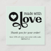 Made met Liefde Persoonlijke Orde Dank u Vierkant Vierkante Visitekaartje (Voorkant)