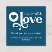 Made met Liefde Persoonlijke Orde Dank u Vierkant Vierkante Visitekaartje (Voorkant)