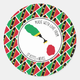 Made met liefde van ST KITTS NEVIS FLAG Kittitian Ronde Sticker