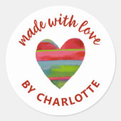 Made met liefdeshart Klassieke ronde sticker (Voorkant)