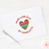 Made met liefdeshart Klassieke ronde sticker (Envelop)
