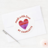 Made met liefdeshart Klassieke ronde sticker (Envelop)