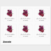 Made met Love Elegant Magenta Roos Floral Bouquet Vierkante Sticker (Vel)