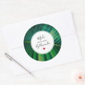 Made met Love Green Tropical Leaf Photo Ronde Sticker (Envelop)