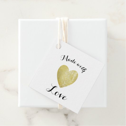 Made met Love Heart Stamp Faux Gold Foil Bedankjes Labels (In situ)