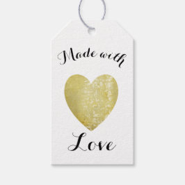 Made met Love Heart Stamp Faux Gold Foil Cadeaulabel