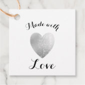 Made met Love Heart Stamp Faux Silver Foil Bedankjes Labels (Voorkant)
