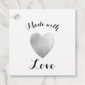 Made met Love Heart Stamp Faux Silver Foil Bedankjes Labels (Voorkant)