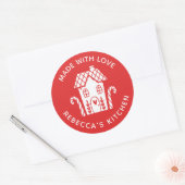 Made met Love Red Kerstmis Klassic Round Stick Ronde Sticker (Envelop)