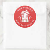 Made met Love Red Kerstmis Klassic Round Stick Ronde Sticker (Tas)