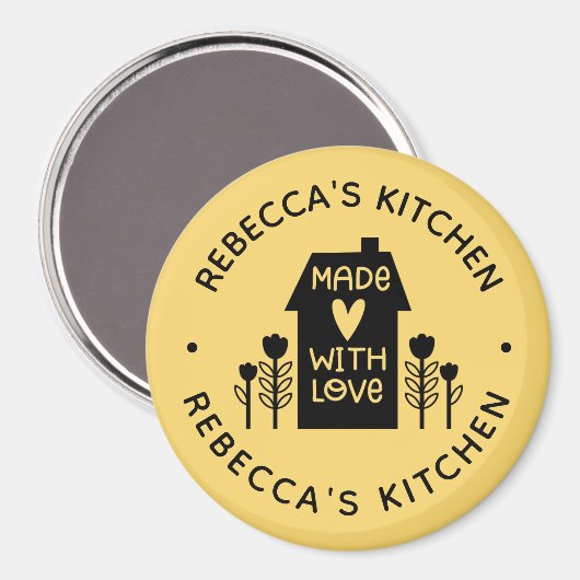 Made met Love Yelllow Kitchen Magneet (Voorkant / Achterkant)