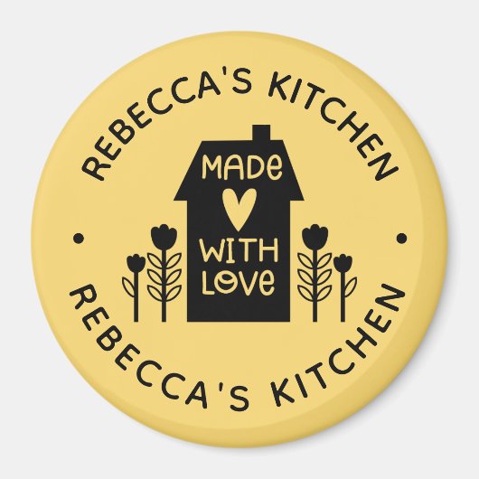 Made met Love Yelllow Kitchen Magneet (Voorkant)