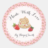 Made met Waterverf van de liefde aardbei Ronde Sticker (Voorkant)