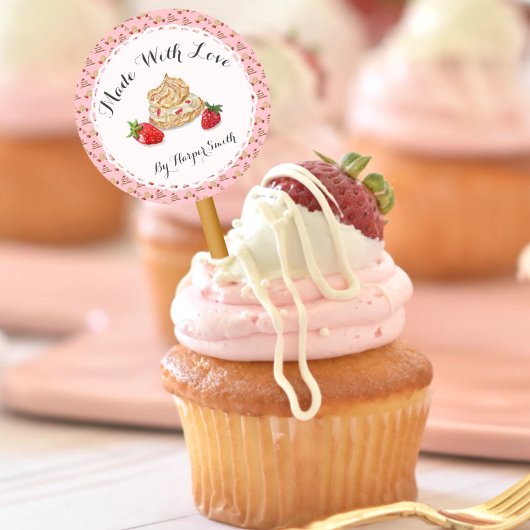 Made met Waterverf van de liefde aardbei Ronde Sticker