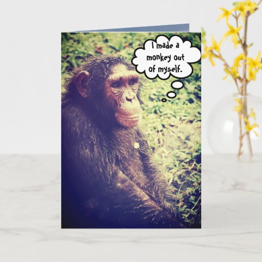 Made Monkey van mijn zelf grappige excuses Geperso Kaart (Gele Bloem)