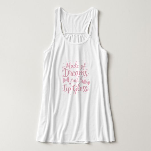 "Made of Dreams and Lip Gloss" Cute Pink Coquette Tanktop (Design voorkant)