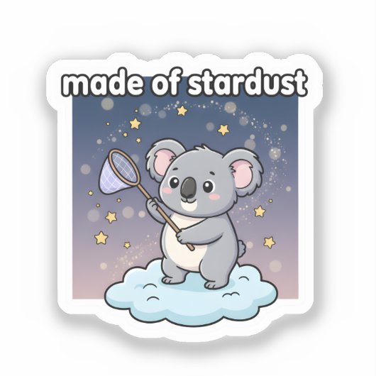 Made Of Stardust Cute Koala Sticker Cosmic Galaxy (Voorkant)