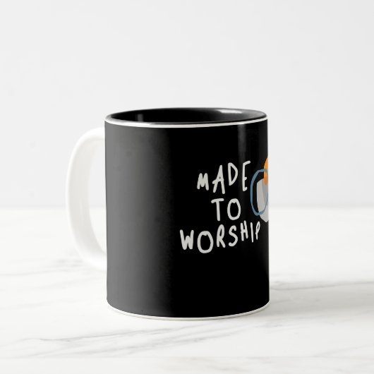 Made to Worship - Inspirerende Christelijke quote Tweekleurige Koffiemok (Voorkant links)