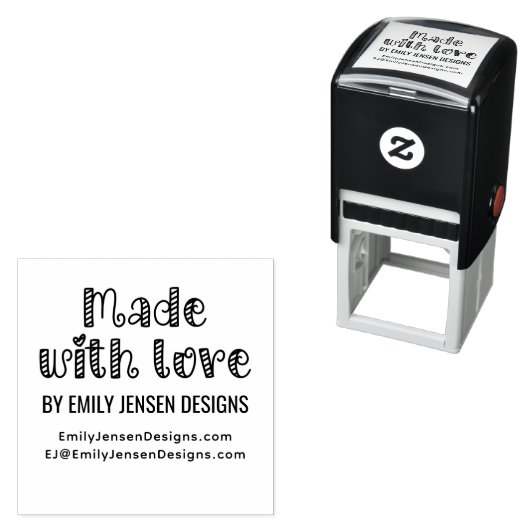 Made with Love #2 Bedrijfsnaam Website URL Zelfinktende Stempel (In situ)