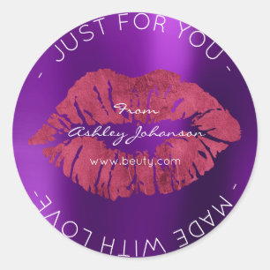 Made with Love Amethyst Paarse Maroon Makeup Lips Ronde Sticker