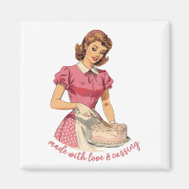 Made With Love and Cussing Housewife Illustration  Magneet