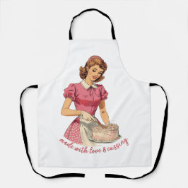 Made With Love and Cussing Housewife Illustration  Schort
