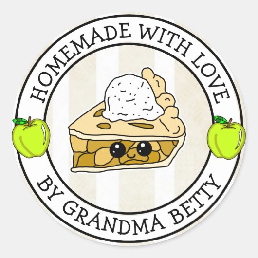 Made with Love, Apple Pie, Homemade Home Bked Ronde Sticker (Voorkant)