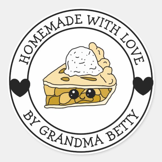 Made with Love, Apple Pie, Homemade Ronde Sticker (Voorkant)