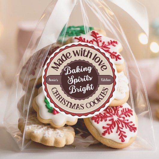 Made with Love Baking Spirits Bright Christmas Ronde Sticker
