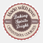 Made with Love Baking Spirits Bright Christmas Ronde Sticker (Voorkant)