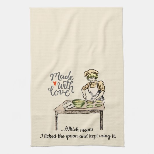 Made with Love betekent dat ik de Spoon Funny heb  Theedoek (Verticaal)