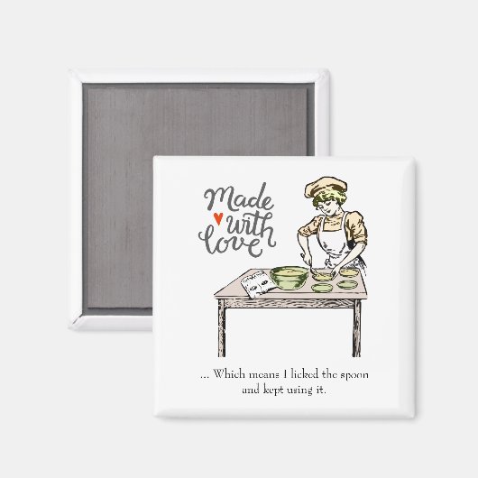 Made with Love betekent dat ik de Spoon heb gevrij Magneet (Voorkant / Achterkant)