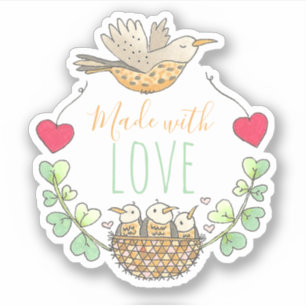Made with Love Bird Caregiver Sticker