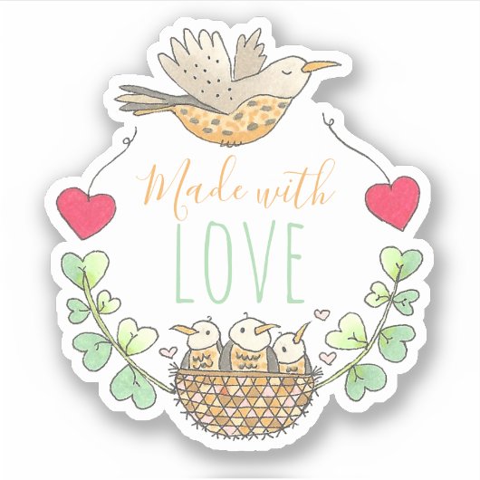 Made with Love Bird Caregiver Sticker (Voorkant)