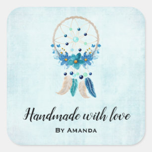 Made with Love Blue Dreamweaver Stylish Boho Vierkante Sticker