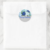 Made with Love - Blue Poinsettia Kerstmis Ronde Sticker (Tas)