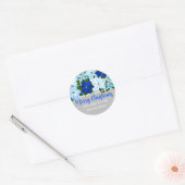 Made with Love - Blue Poinsettia Kerstmis Ronde Sticker (Envelop)