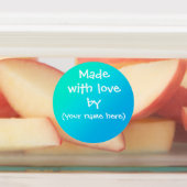 "Made with Love by" Blauwgroen, persoonlijke label (Aangebracht)