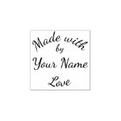 Made With Love By Custom Name Simple Cursive Rubberstempel (Afrduk)
