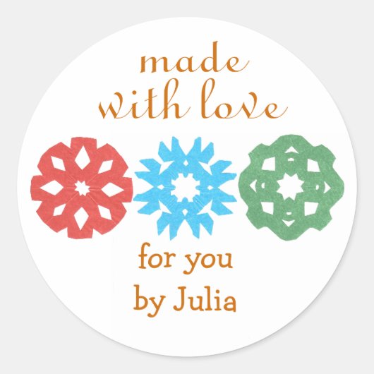 "Made With Love" cadeaulabel voor feestdagen Ronde Sticker (Voorkant)
