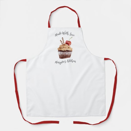 Made with Love Cupcake Bakery Chef Apron Schort (Voorkant)