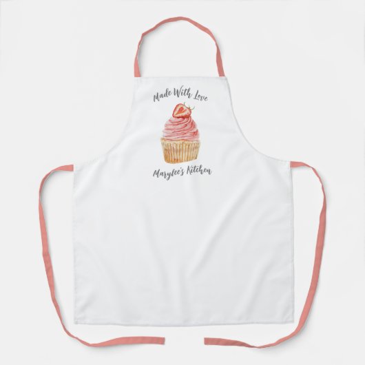 Made with Love Cupcake Bakery Chef Apron Schort (Voorkant)