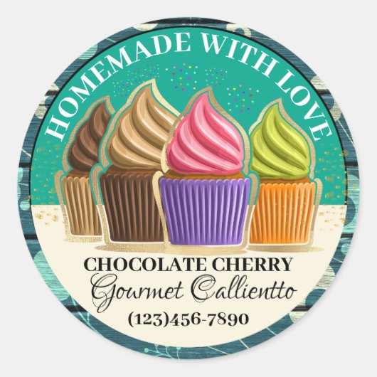 Made with Love Cupcake Food Sticker (Voorkant)