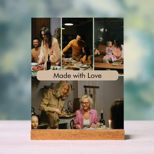 Made with Love Custom Family Photo Acrylic Sign Acryl Bord (Neutraal)